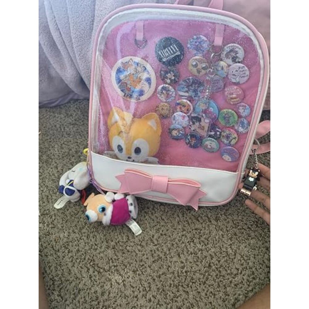 Pink Ita Backpack Cute Candy Bowknot & Transparent Windows clear window bag Y2k